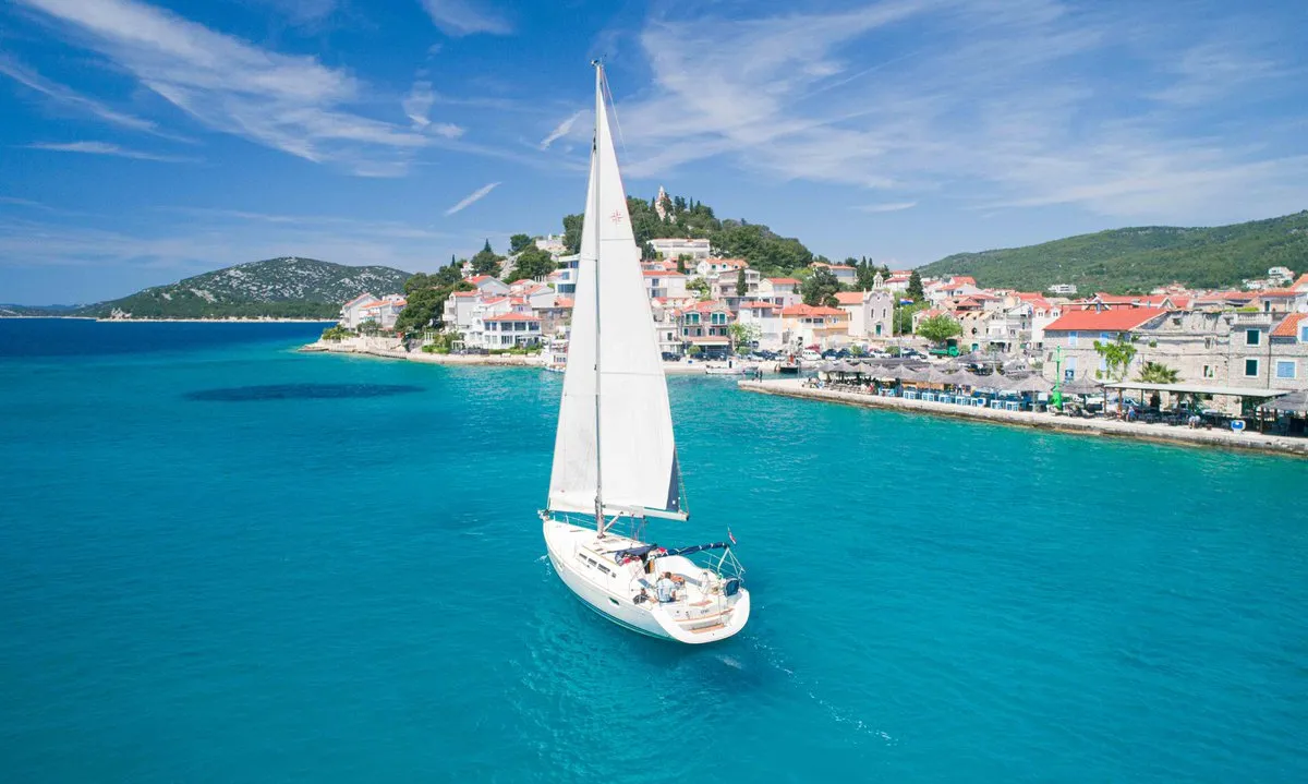 Exterior view of Ema, a Jeanneau Sun Odyssey 42i sailboat at Tribunj, Croatia