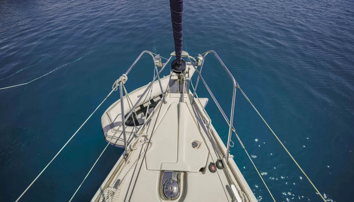 Deck of Ema, a Jeanneau Sun Odyssey 42i sailboat at Tribunj, Croatia
