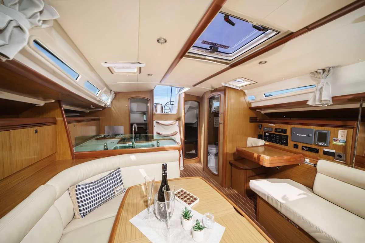 Salon of Ema, a Jeanneau Sun Odyssey 42i sailboat at Tribunj, Croatia