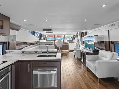 Salon of After Parr T, a Marquis 720 Flybridge motor yacht at Stock Island, United States