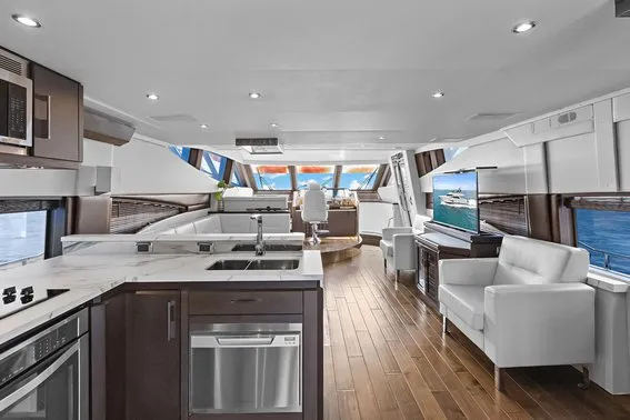 Salon of After Parr T, a Marquis 720 Flybridge motor yacht at Stock Island, United States