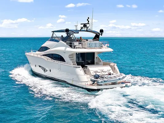 Exterior view of After Parr T, a Marquis 720 Flybridge motor yacht at Stock Island, United States