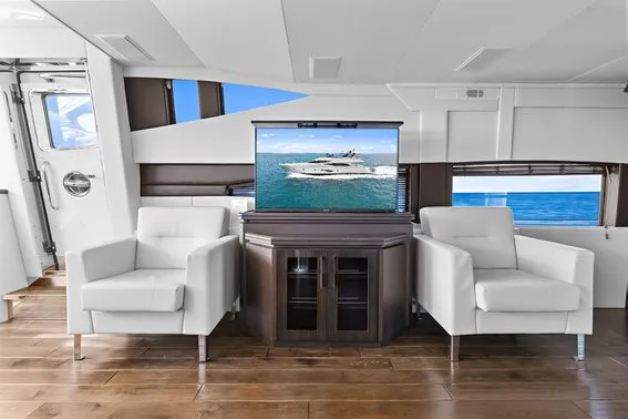 Salon of After Parr T, a Marquis 720 Flybridge motor yacht at Stock Island, United States