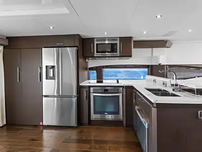 Galley of After Parr T, a Marquis 720 Flybridge motor yacht at Stock Island, United States