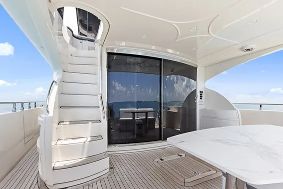 Deck of After Parr T, a Marquis 720 Flybridge motor yacht at Stock Island, United States