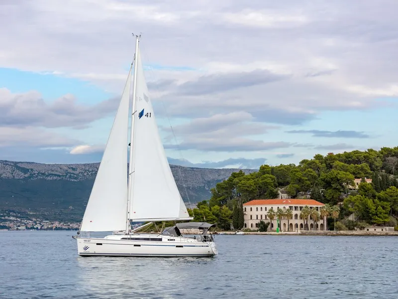 Exterior view of NINA, a Bavaria Cruiser 41 sailboat at Split, Croatia