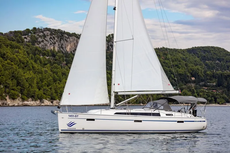 Exterior view of NINA, a Bavaria Cruiser 41 sailboat at Split, Croatia
