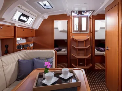 Salon of NINA, a Bavaria Cruiser 41 sailboat at Split, Croatia