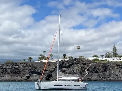 Galley of Saona, a Excess 11 catamaran at Ibiza, Spain