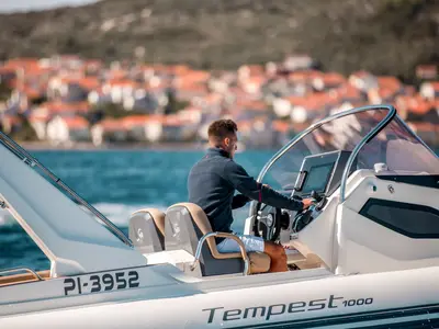 Cockpit of Biba, a Capelli Tempest 1000 OPEN RIB at Sukošan, Croatia