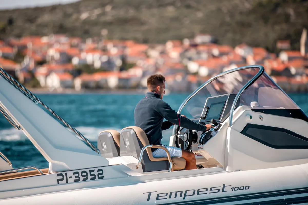 Cockpit of Biba, a Capelli Tempest 1000 OPEN RIB at Sukošan, Croatia