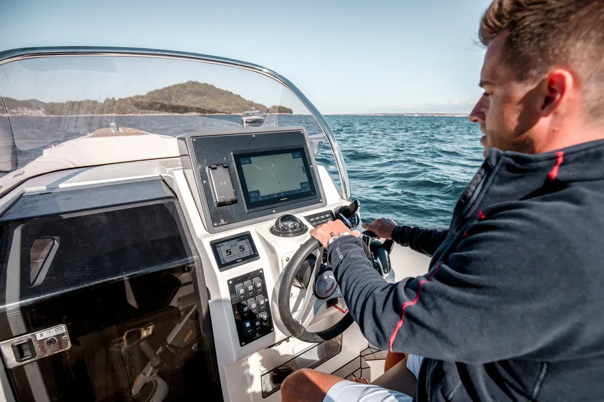 Cockpit of Biba, a Capelli Tempest 1000 OPEN RIB at Sukošan, Croatia