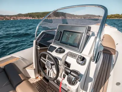 Cockpit of Biba, a Capelli Tempest 1000 OPEN RIB at Sukošan, Croatia