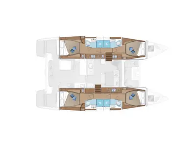 Floor plan of Hercules (STV), a Lagoon 46 catamaran at Ribishi, Saint Vincent and the Grenadines