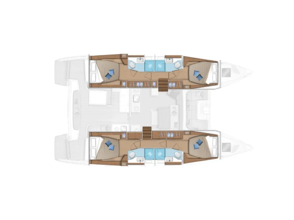 Floor plan of Hercules (STV), a Lagoon 46 catamaran at Ribishi, Saint Vincent and the Grenadines