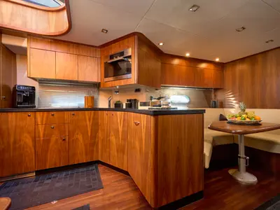 Galley of Ghost, a Sunseeker Predator 72 motor yacht at Grad Kaštela, Croatia