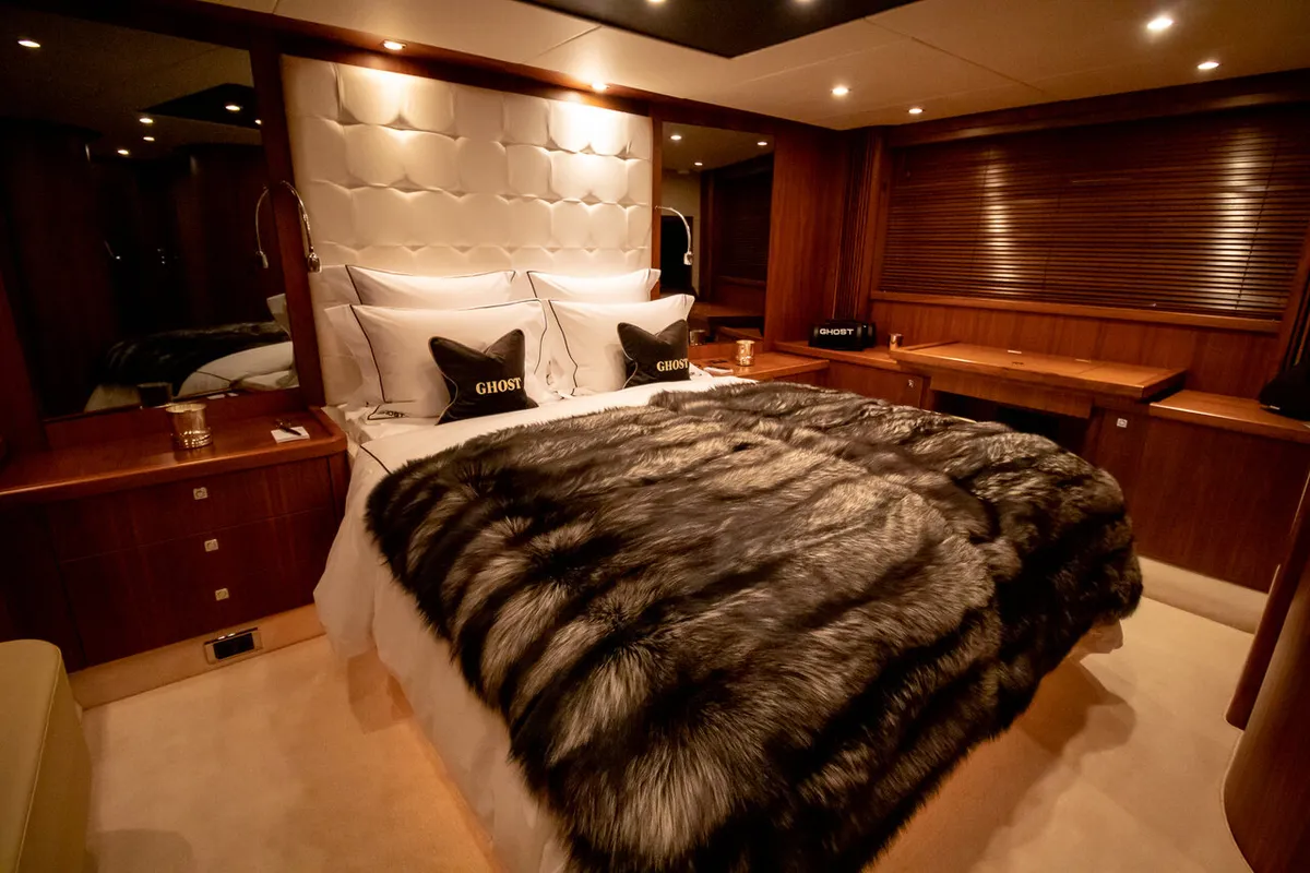 Cabin on Ghost, a Sunseeker Predator 72 motor yacht at Grad Kaštela, Croatia