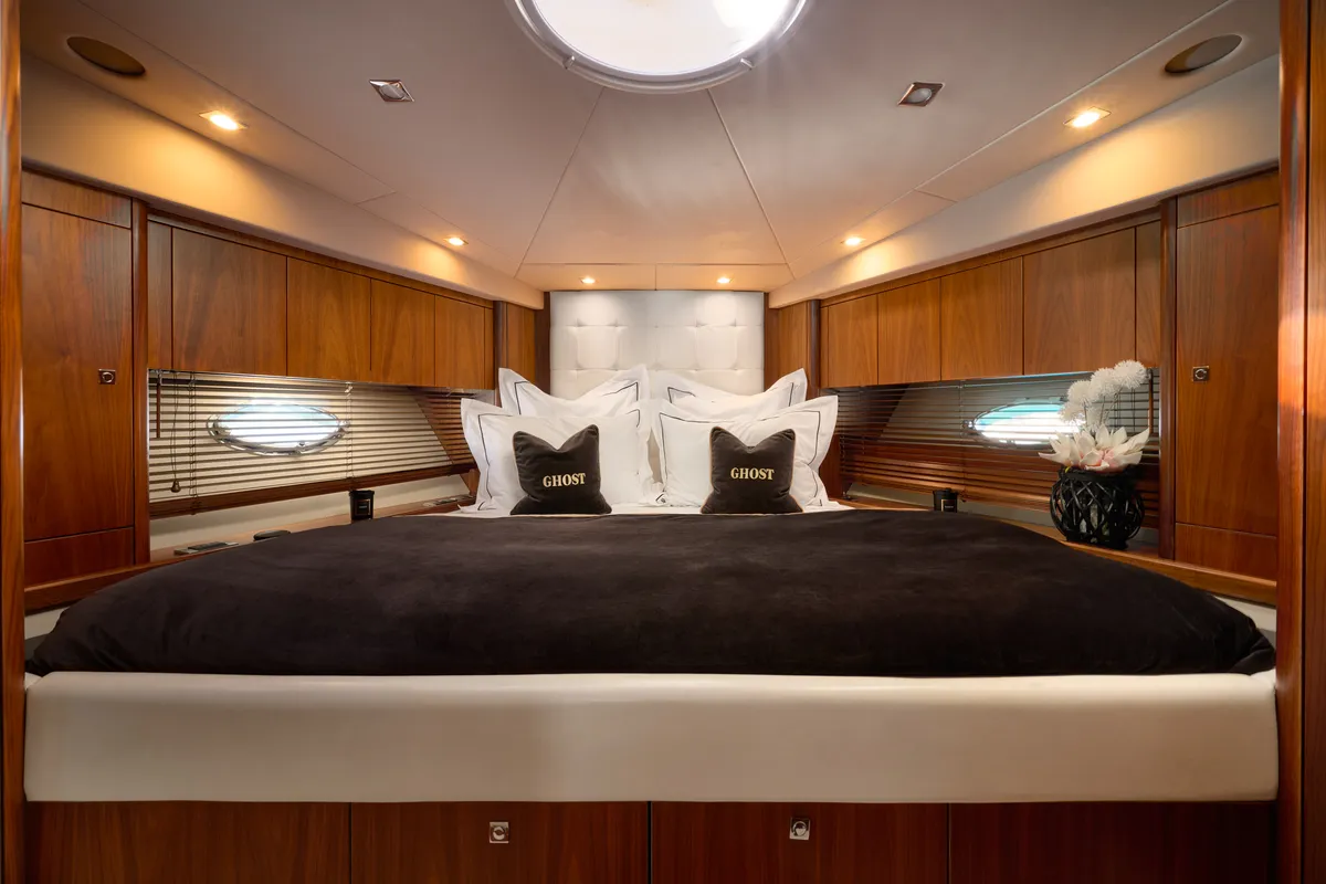 Cabin on Ghost, a Sunseeker Predator 72 motor yacht at Grad Kaštela, Croatia