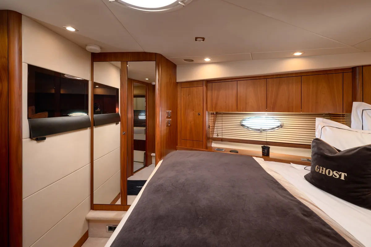 Cabin on Ghost, a Sunseeker Predator 72 motor yacht at Grad Kaštela, Croatia