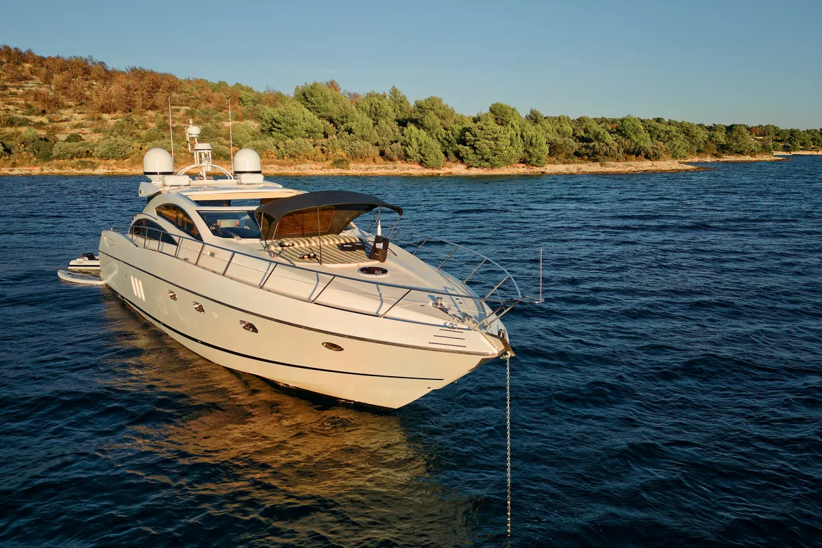 Cockpit of Ghost, a Sunseeker Predator 72 motor yacht at Grad Kaštela, Croatia