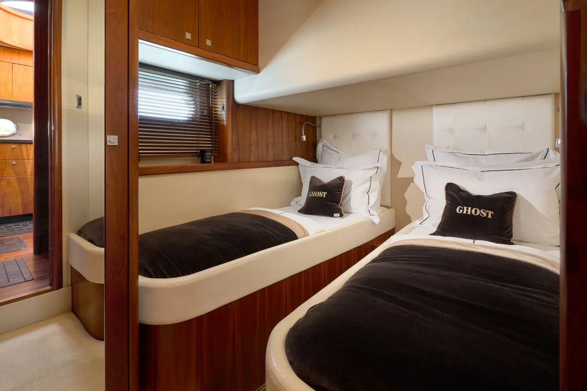 Cabin on Ghost, a Sunseeker Predator 72 motor yacht at Grad Kaštela, Croatia