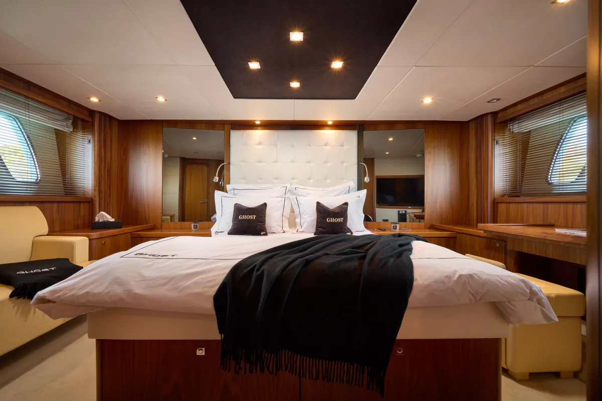 Cabin on Ghost, a Sunseeker Predator 72 motor yacht at Grad Kaštela, Croatia