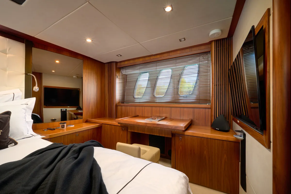 Cabin on Ghost, a Sunseeker Predator 72 motor yacht at Grad Kaštela, Croatia