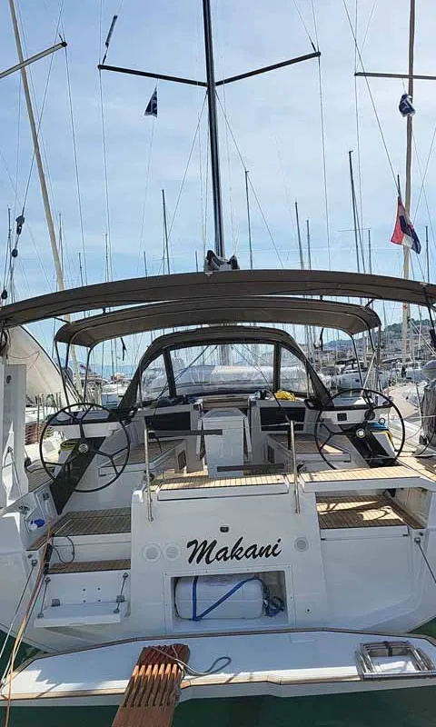 Cockpit of Makani, a Dufour 41 Performance sailboat at Grad Trogir, Croatia