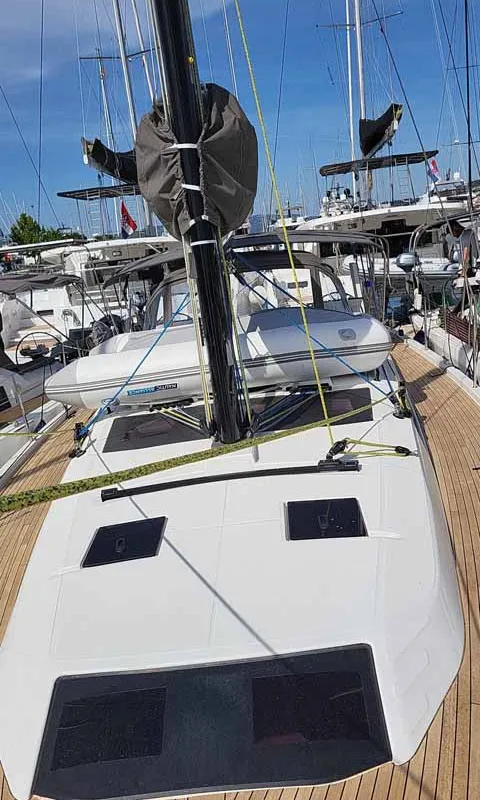 Deck of Makani, a Dufour 41 Performance sailboat at Grad Trogir, Croatia