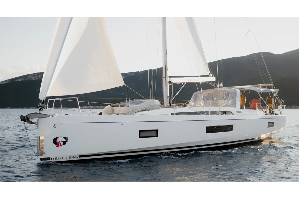 Exterior view of Georgio, a Beneteau Oceanis 51.1 sailboat at Municipal Unit of Lefkada, Greece