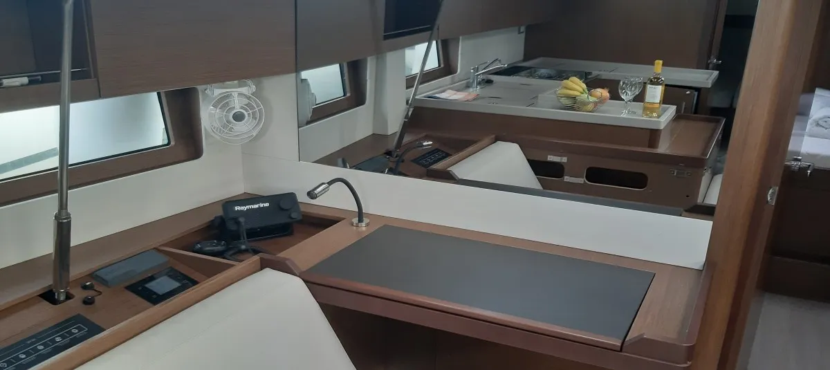 Salon of Georgio, a Beneteau Oceanis 51.1 sailboat at Municipal Unit of Lefkada, Greece