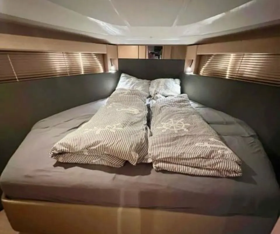 Cabin on Coco, a Bavaria Sport 36 HT motorboat at Yerseke, Netherlands