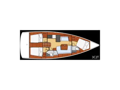 Floor plan of Vittoria, a Beneteau Oceanis 41 sailboat at La Spezia, Italy