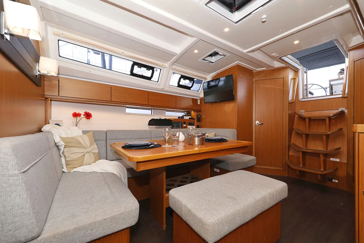 Salon of Rubin, a Bavaria Cruiser 46 sailboat at Grad Biograd na Moru, Croatia