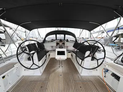Cockpit of Rubin, a Bavaria Cruiser 46 sailboat at Grad Biograd na Moru, Croatia