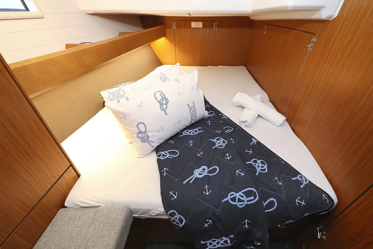 Cabin on Rubin, a Bavaria Cruiser 46 sailboat at Grad Biograd na Moru, Croatia
