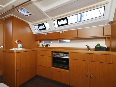 Galley of Rubin, a Bavaria Cruiser 46 sailboat at Grad Biograd na Moru, Croatia