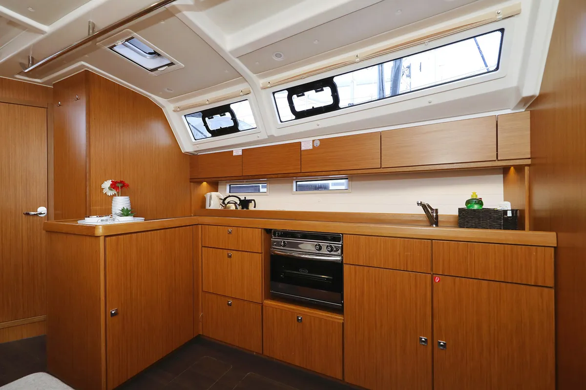 Galley of Rubin, a Bavaria Cruiser 46 sailboat at Grad Biograd na Moru, Croatia