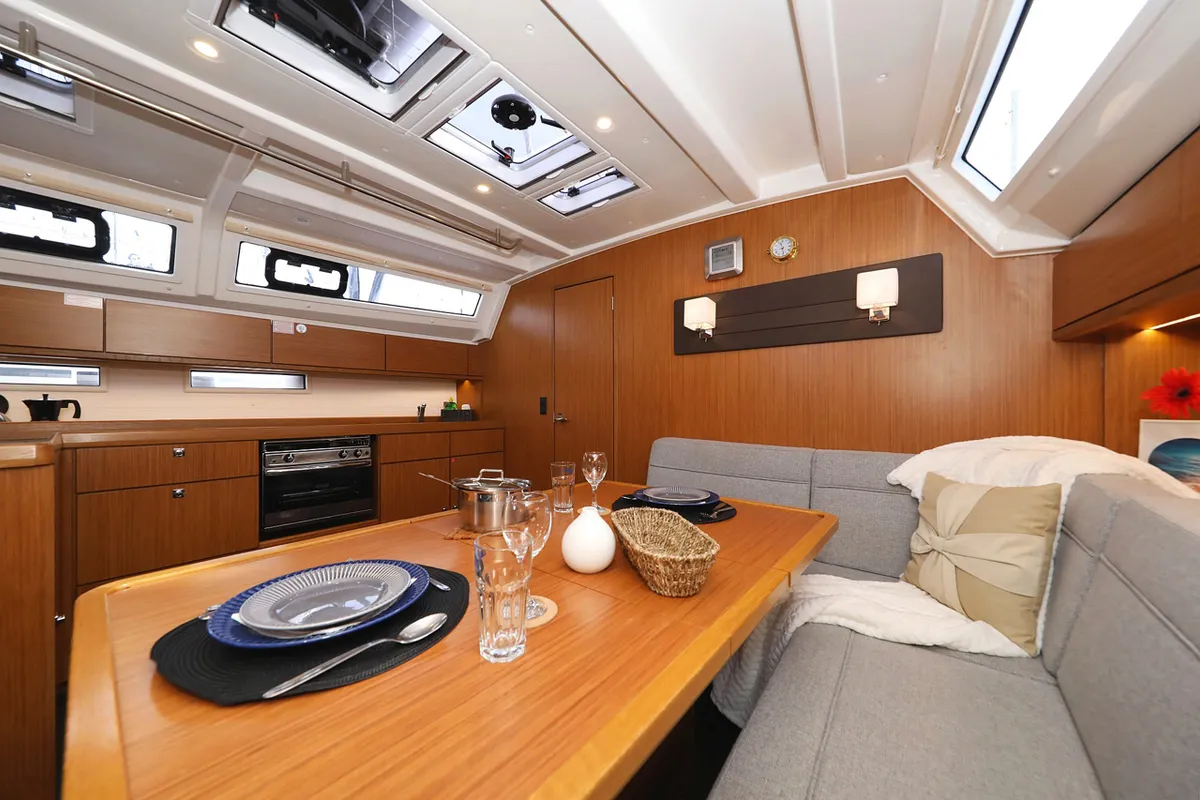 Salon of Rubin, a Bavaria Cruiser 46 sailboat at Grad Biograd na Moru, Croatia