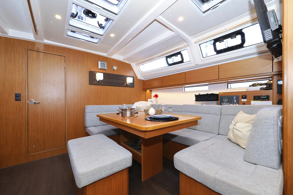 Salon of Rubin, a Bavaria Cruiser 46 sailboat at Grad Biograd na Moru, Croatia