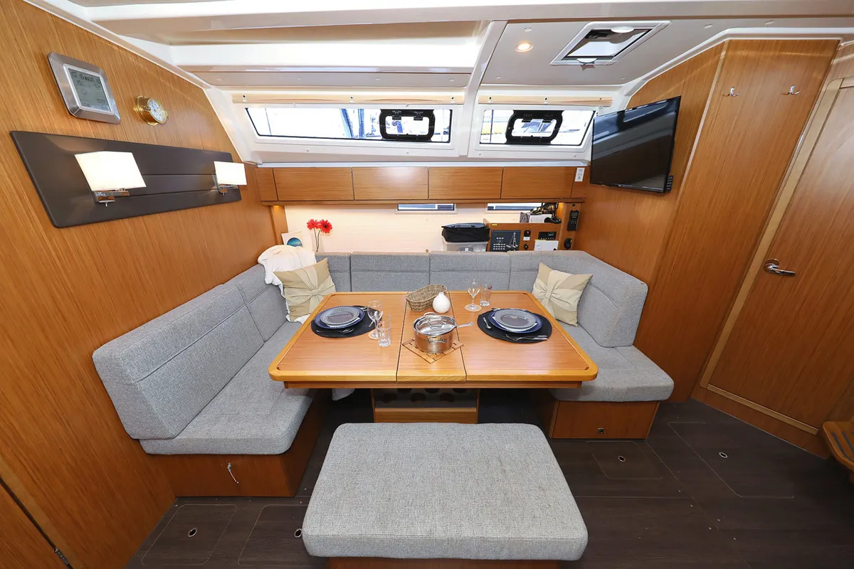 Salon of Rubin, a Bavaria Cruiser 46 sailboat at Grad Biograd na Moru, Croatia