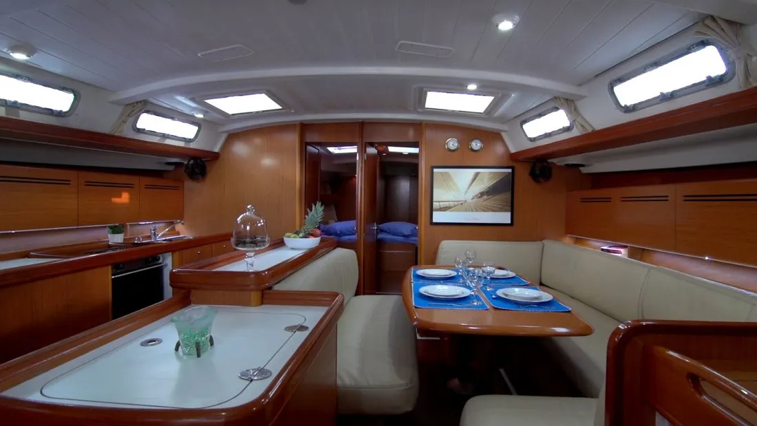 Salon of Lucky Dice, a Beneteau Cyclades 50.5 sailboat at Athens, Greece