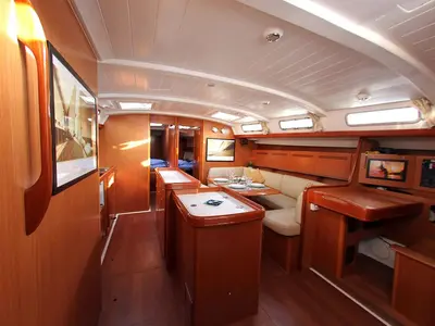 Salon of Lucky Dice, a Beneteau Cyclades 50.5 sailboat at Athens, Greece