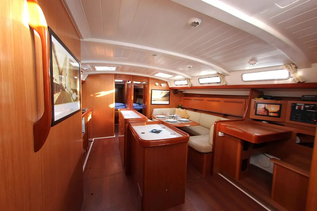 Salon of Lucky Dice, a Beneteau Cyclades 50.5 sailboat at Athens, Greece