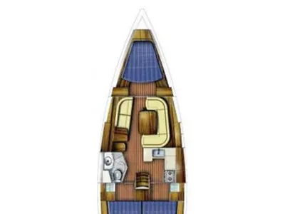 Floor plan of Nomad, a Jeanneau Sun Odyssey 39i sailboat at Preveza, Greece
