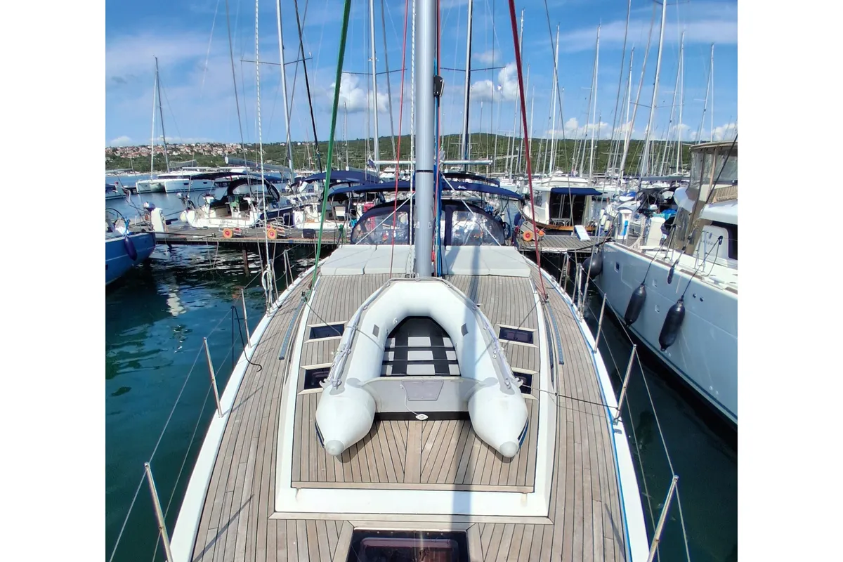 Exterior view of Mila D&D Kufner 50 I., a D&D Kufner 50 sailboat at Trogir, Croatia