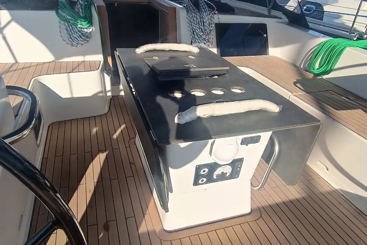 Deck of Mila D&D Kufner 50 I., a D&D Kufner 50 sailboat at Trogir, Croatia