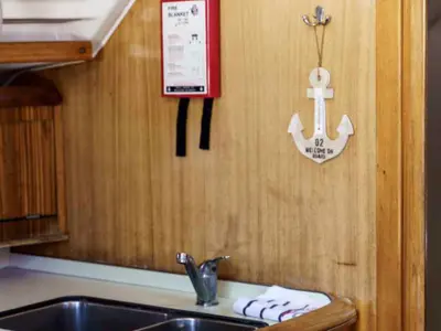 Galley of ANDROMEDA, a Dufour Gib Sea 43 sailboat at Preveza, Greece