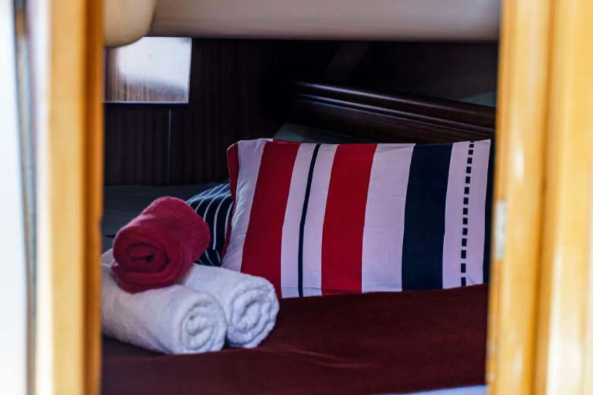 Cabin on ANDROMEDA, a Dufour Gib Sea 43 sailboat at Preveza, Greece