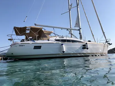 Exterior view of Pasithea, a Elan Impression 40 sailboat at Primošten, Croatia